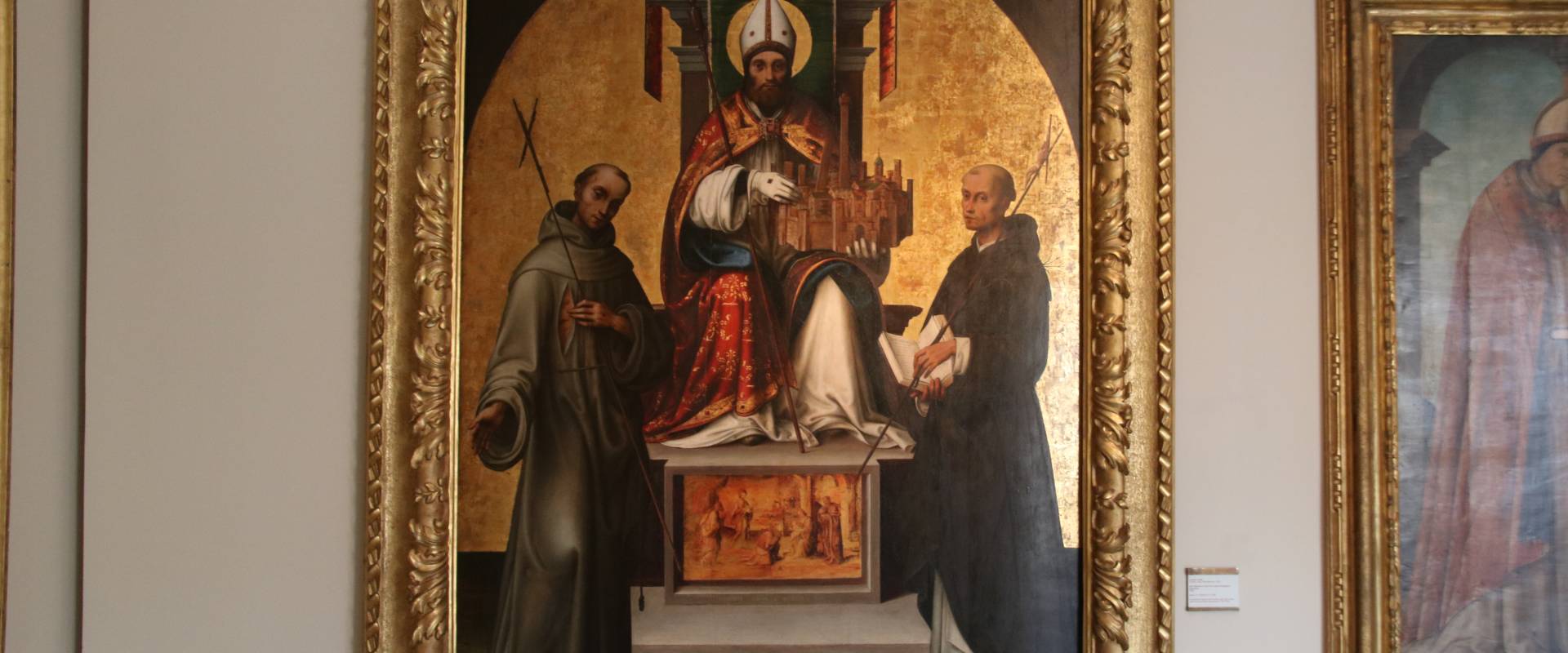 Lorenzo Costa, San Petronio in trono fra i ss. Francesco e Domenico (1502) 02 foto di Mongolo1984